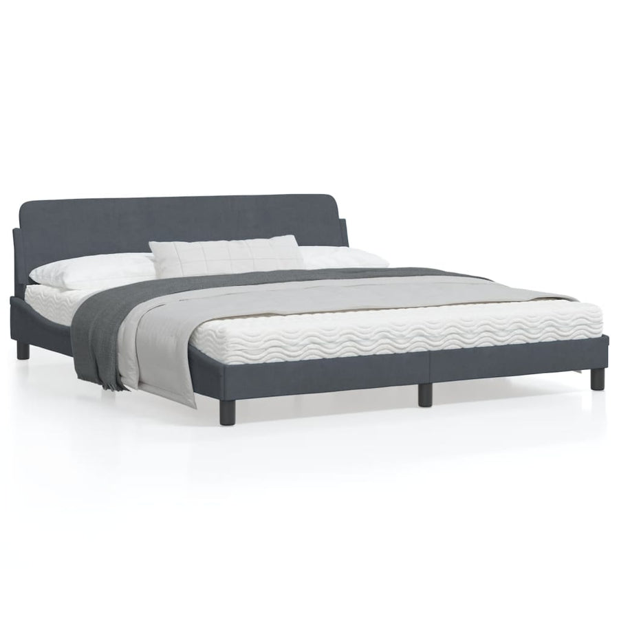 Bedframe Met Hoofdeinde Fluweel Donkergrijs 180X200 Cm