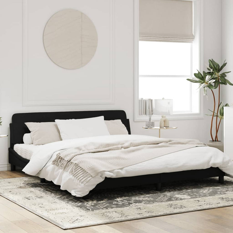 Bedframe Met Hoofdeinde Fluweel Zwart 180X200 Cm
