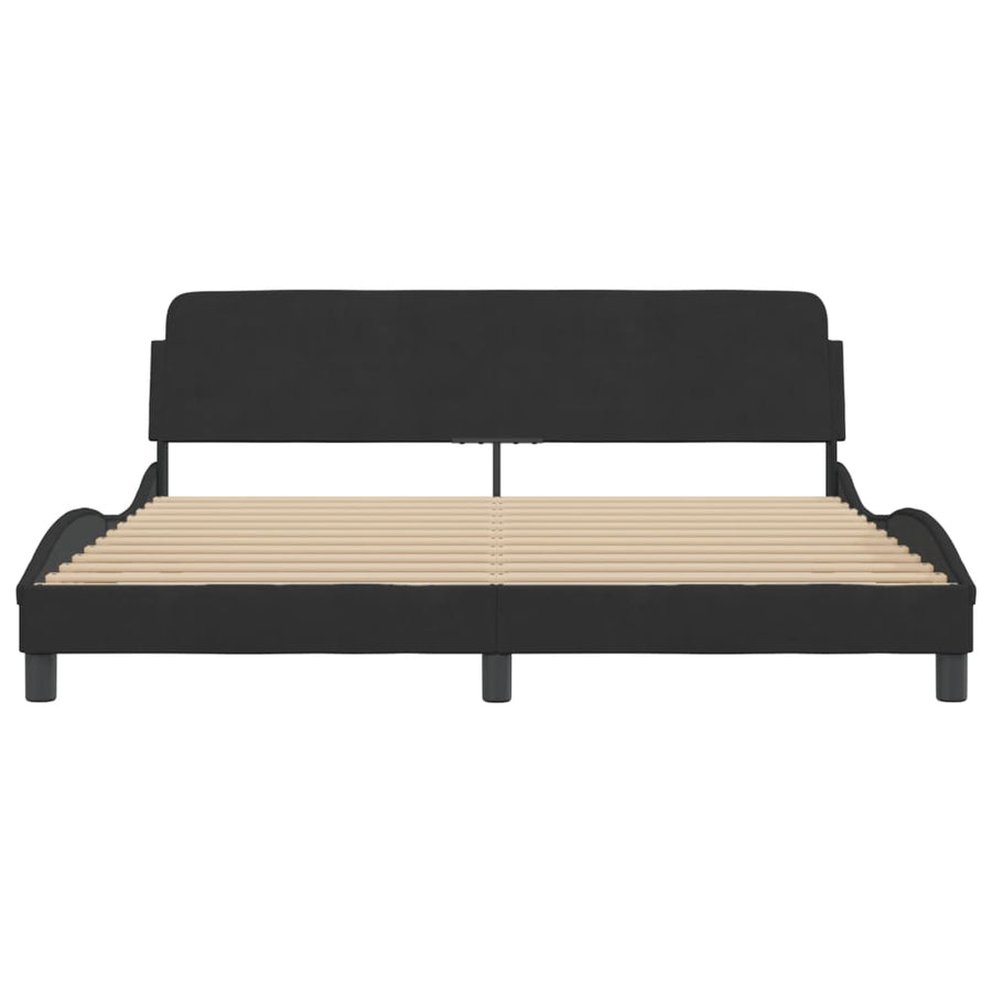 Bedframe Met Hoofdeinde Fluweel Zwart 180X200 Cm