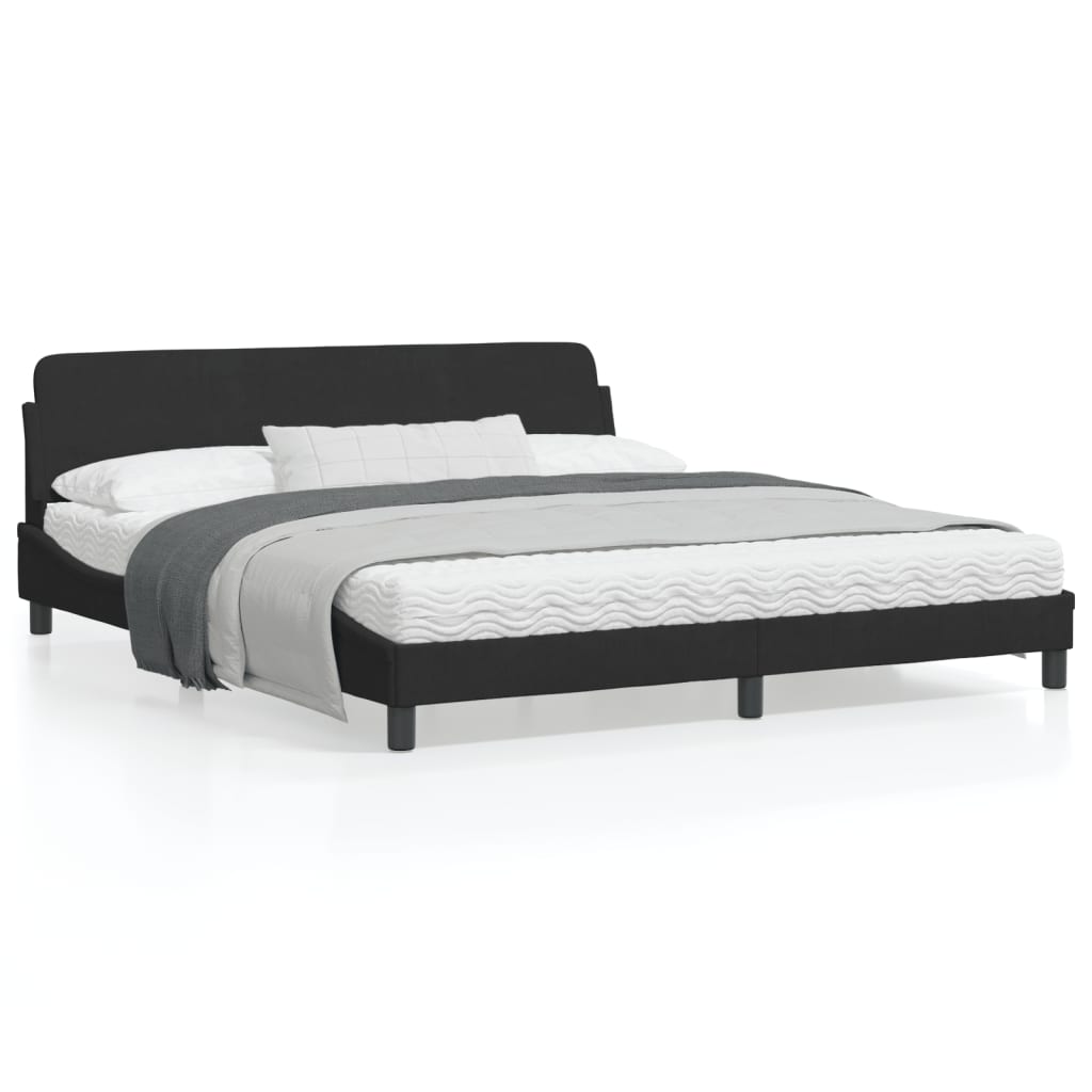 Bedframe Met Hoofdeinde Fluweel Zwart 180X200 Cm