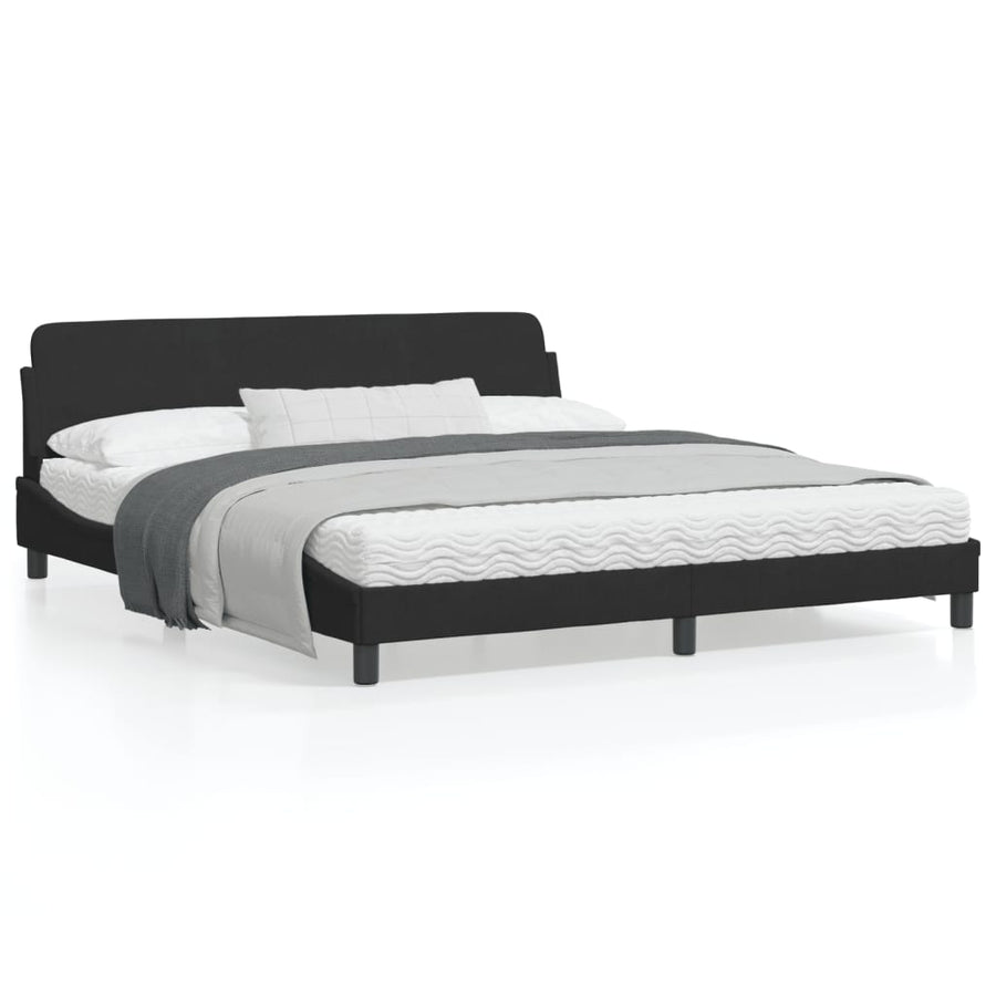 Bedframe Met Hoofdeinde Fluweel Zwart 180X200 Cm
