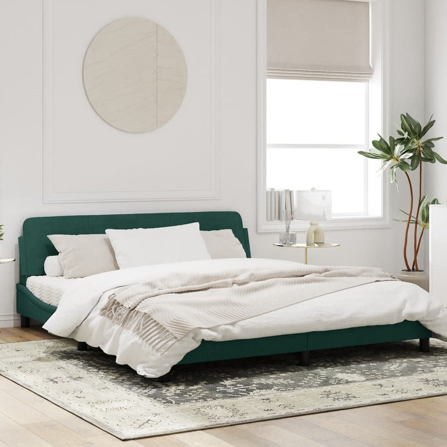Bedframe Met Hoofdeinde Fluweel Donkergroen 180X200 Cm