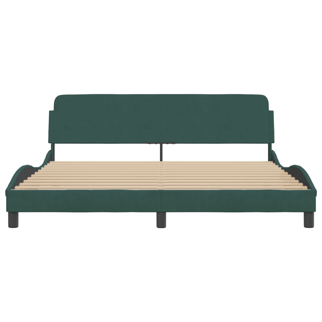 Bedframe Met Hoofdeinde Fluweel Donkergroen 180X200 Cm