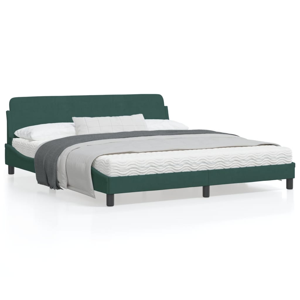 Bedframe Met Hoofdeinde Fluweel Donkergroen 180X200 Cm