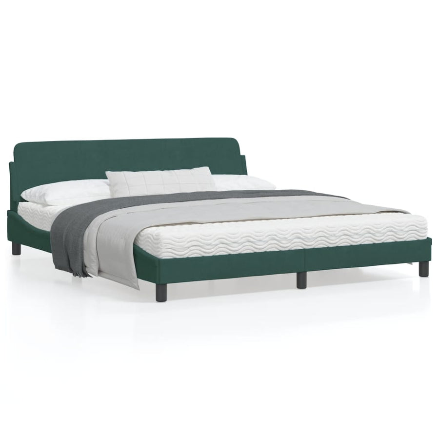 Bedframe Met Hoofdeinde Fluweel Donkergroen 180X200 Cm
