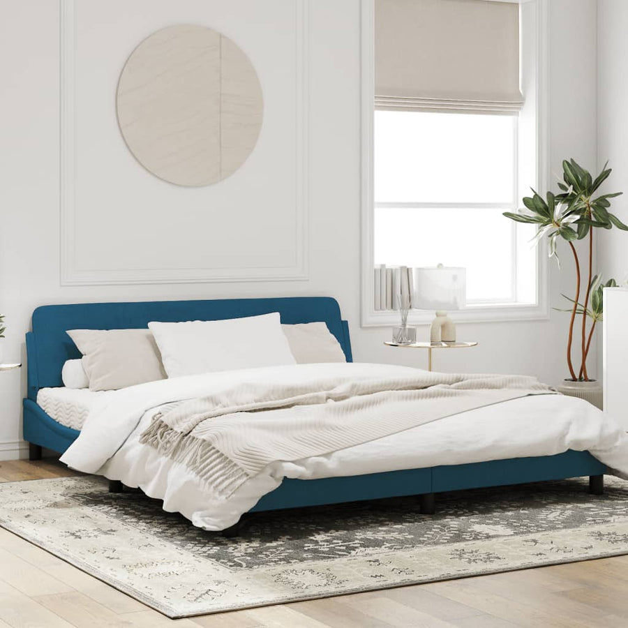 Bedframe Met Hoofdeinde Fluweel Blauw 180X200 Cm
