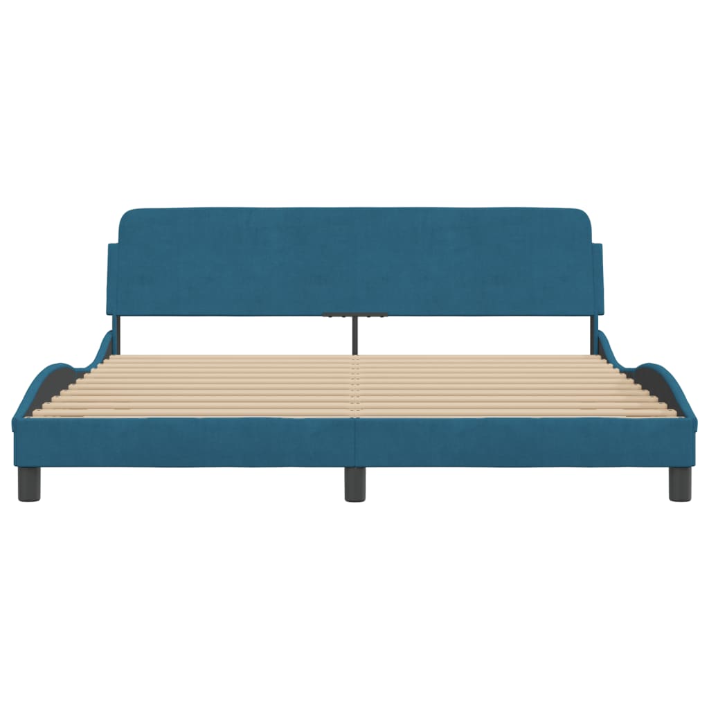 Bedframe Met Hoofdeinde Fluweel Blauw 180X200 Cm
