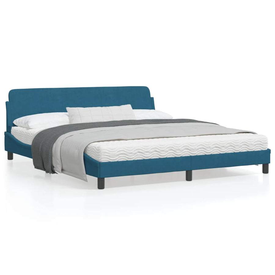 Bedframe Met Hoofdeinde Fluweel Blauw 180X200 Cm