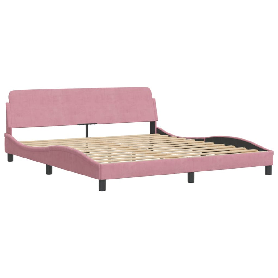 Bedframe Met Hoofdeinde Fluweel Roze 180X200 Cm