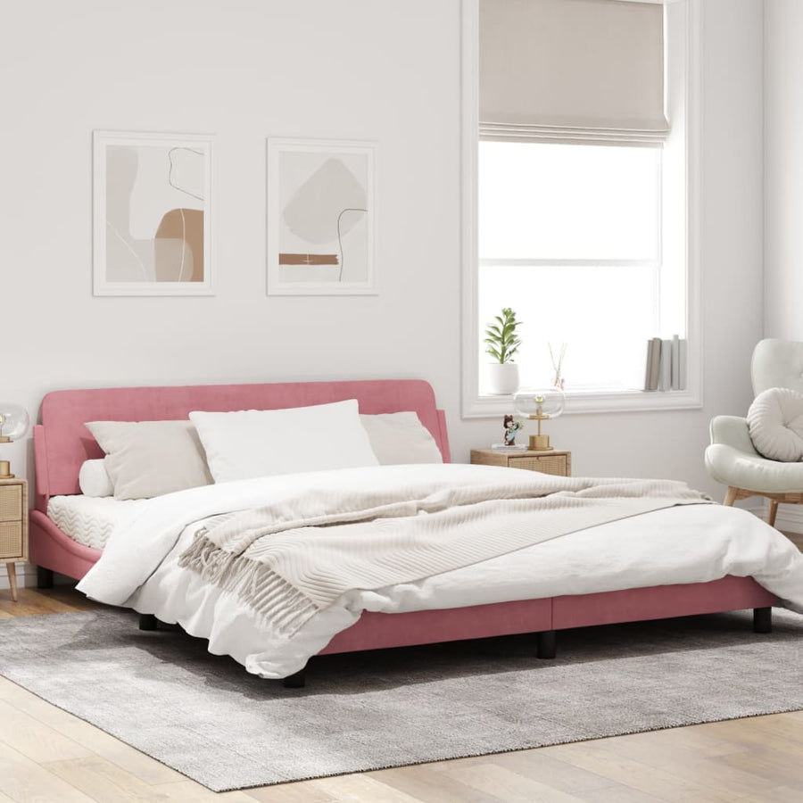 Bedframe Met Hoofdeinde Fluweel Roze 180X200 Cm