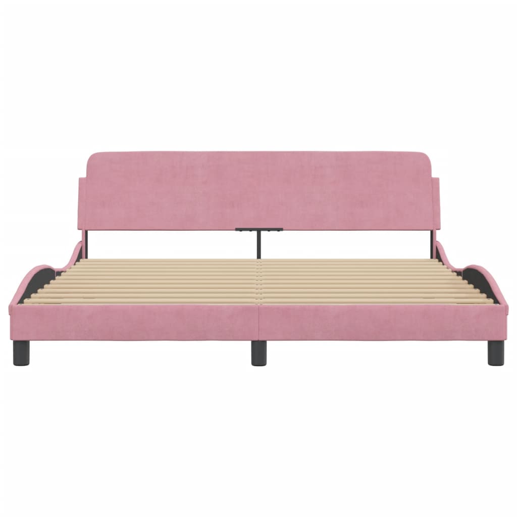 Bedframe Met Hoofdeinde Fluweel Roze 180X200 Cm