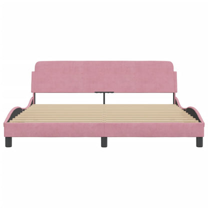 Bedframe Met Hoofdeinde Fluweel Roze 180X200 Cm