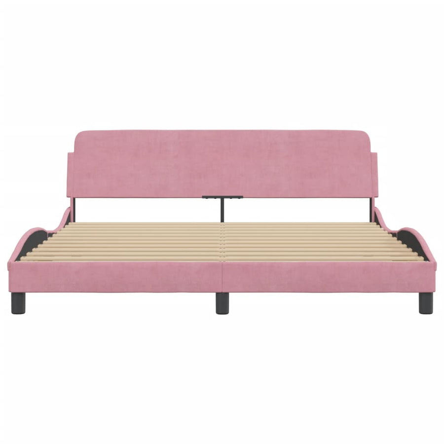 Bedframe Met Hoofdeinde Fluweel Roze 180X200 Cm