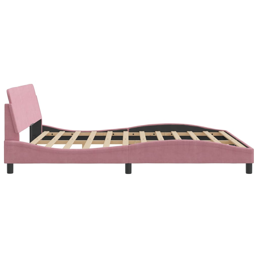 Bedframe Met Hoofdeinde Fluweel Roze 180X200 Cm