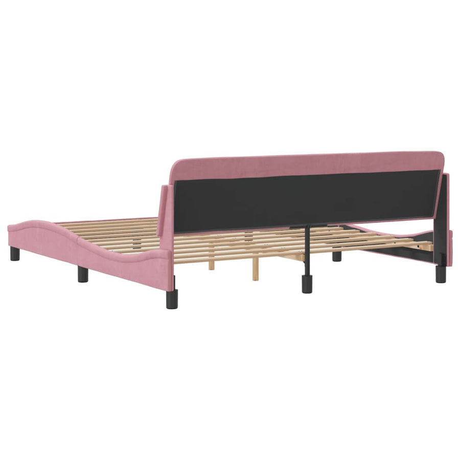 Bedframe Met Hoofdeinde Fluweel Roze 180X200 Cm