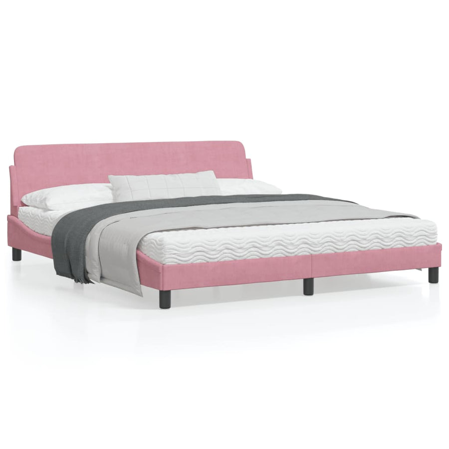 Bedframe Met Hoofdeinde Fluweel Roze 180X200 Cm