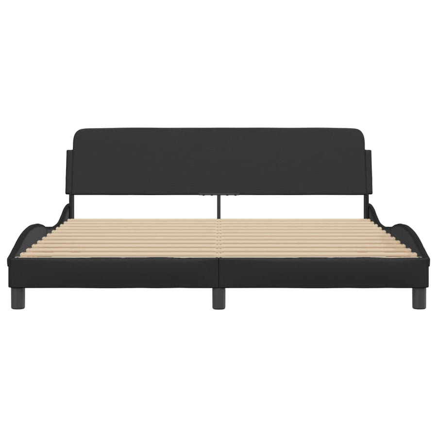 Bedframe Met Hoofdbord Kunstleer Zwart 180X200 Cm