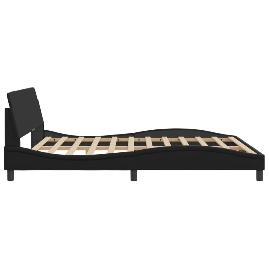 Bedframe Met Hoofdbord Kunstleer Zwart 180X200 Cm