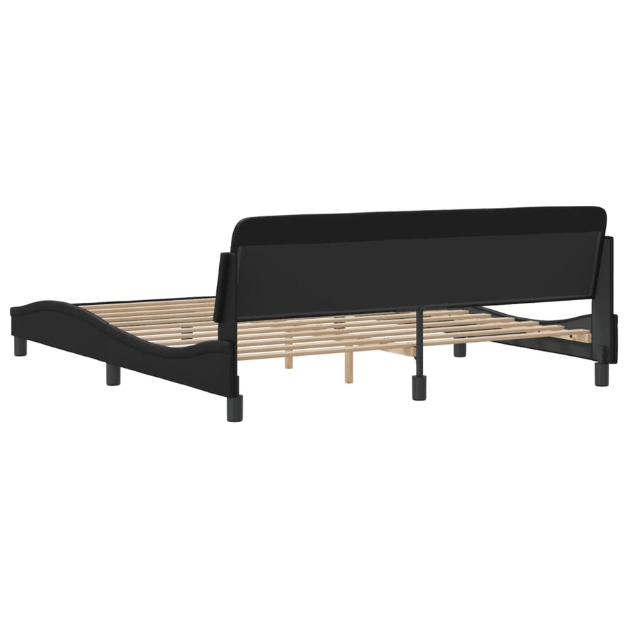 Bedframe Met Hoofdbord Kunstleer Zwart 180X200 Cm