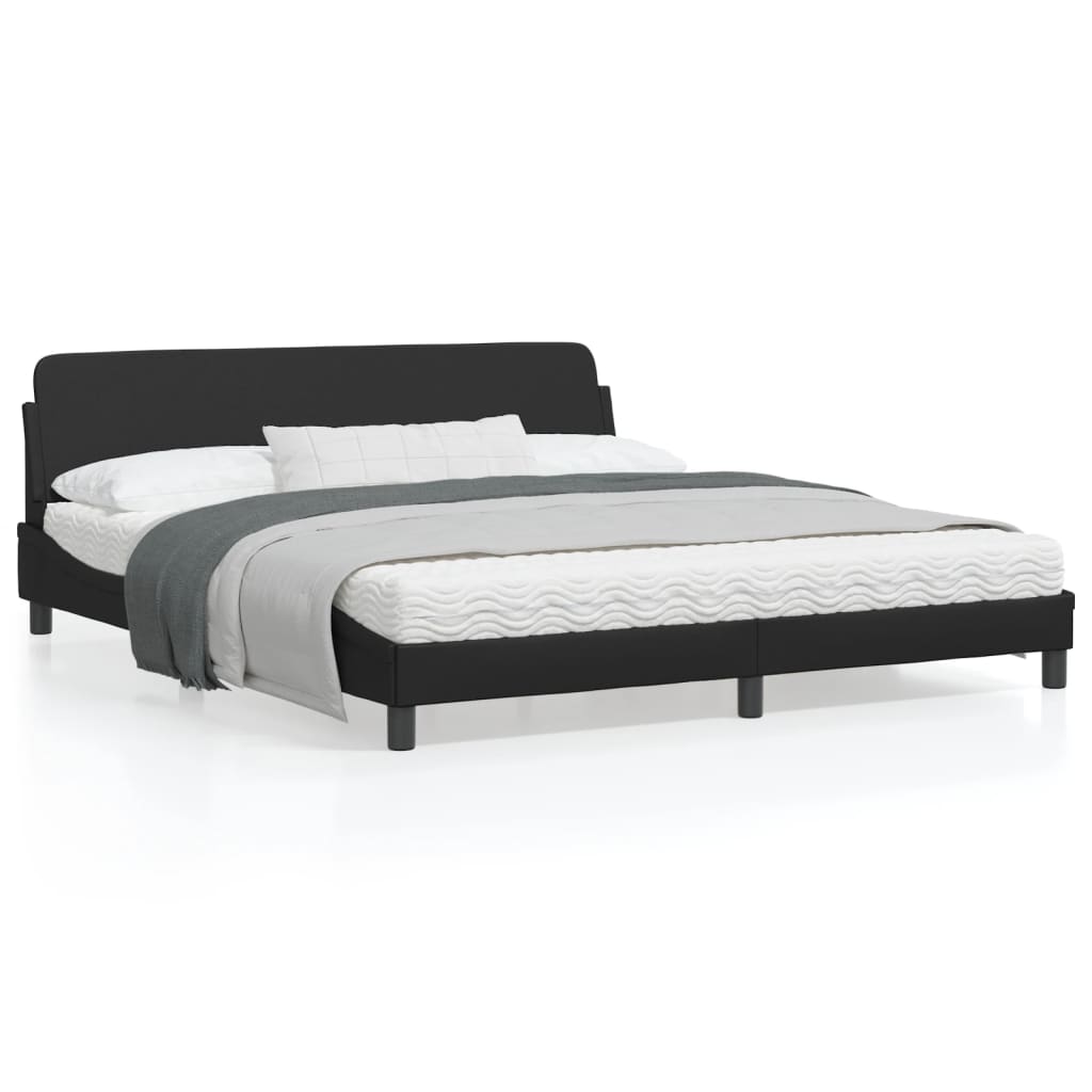 Bedframe Met Hoofdbord Kunstleer Zwart 180X200 Cm