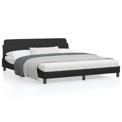 Bedframe Met Hoofdbord Kunstleer Zwart 180X200 Cm