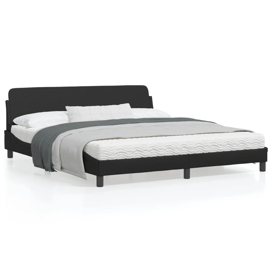 Bedframe Met Hoofdbord Kunstleer Zwart 180X200 Cm