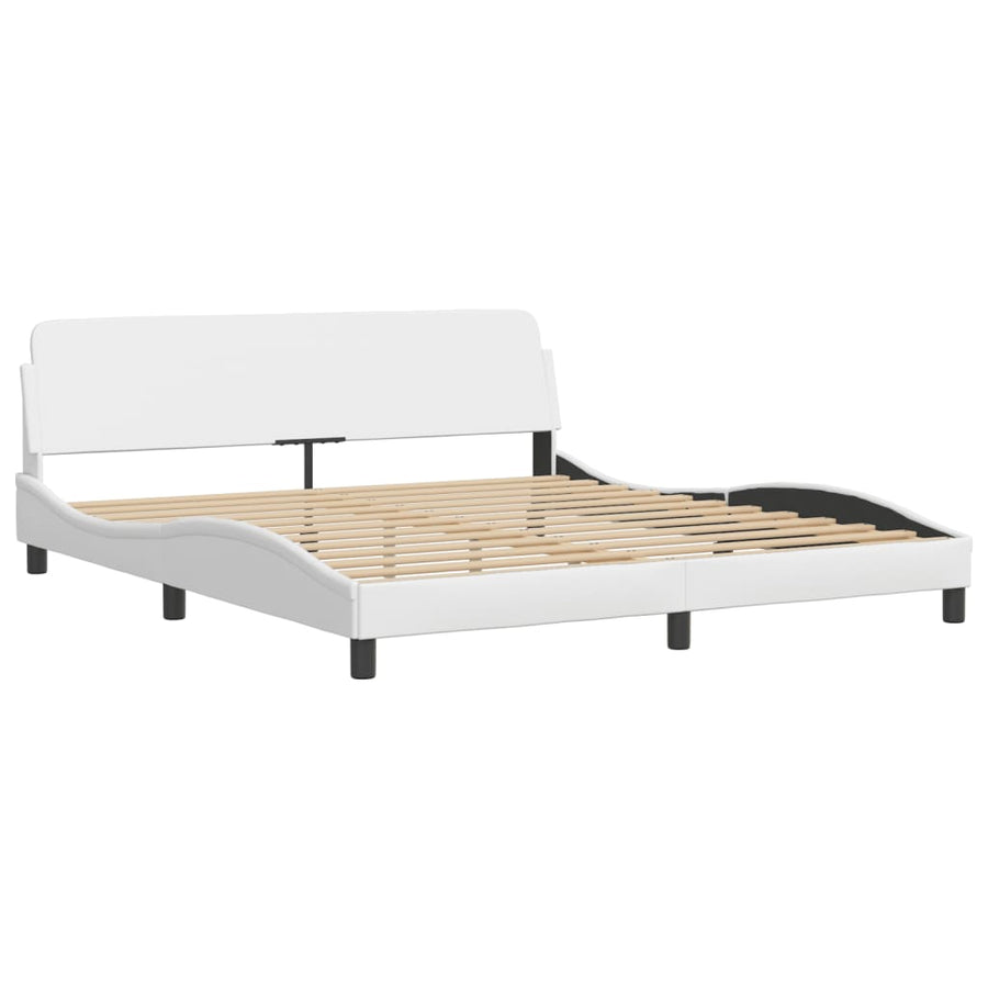 Bedframe Met Hoofdbord Kunstleer Wit 180X200 Cm