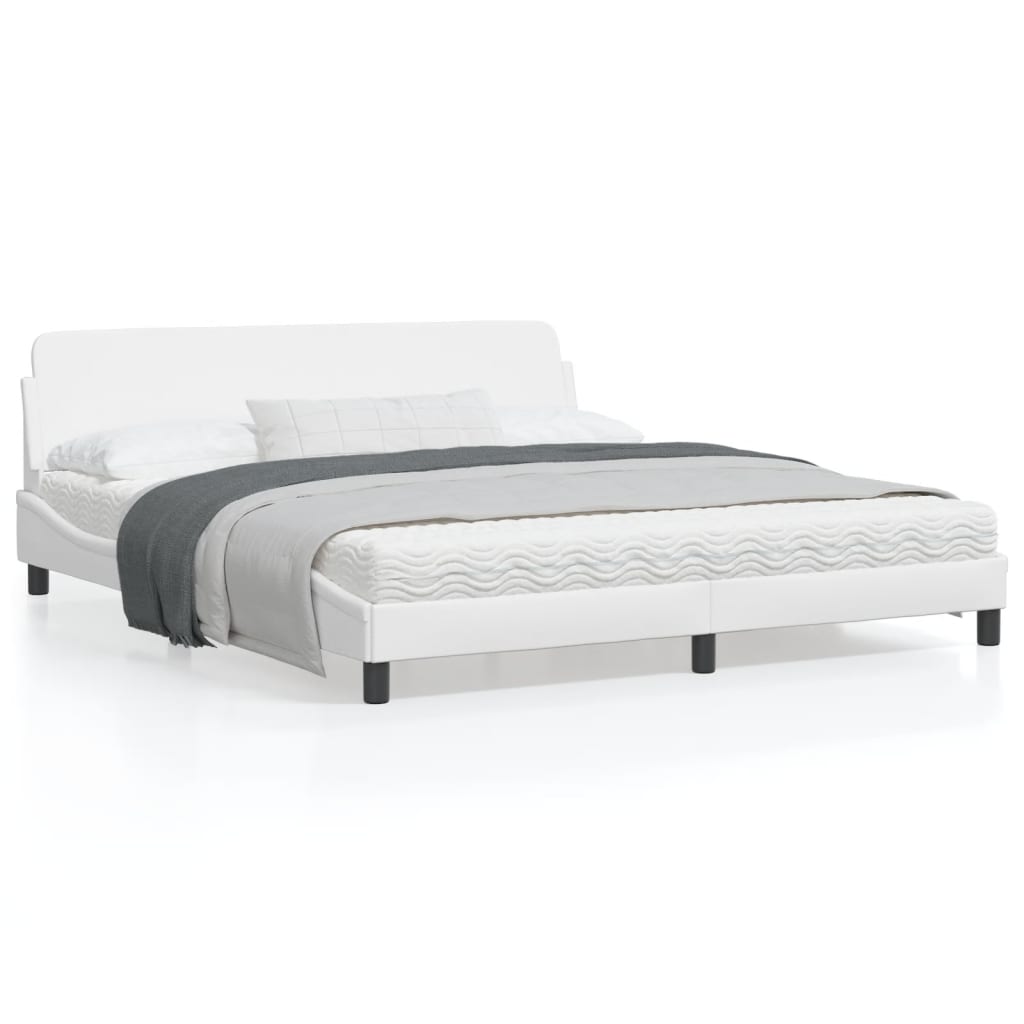 Bedframe Met Hoofdbord Kunstleer Wit 180X200 Cm