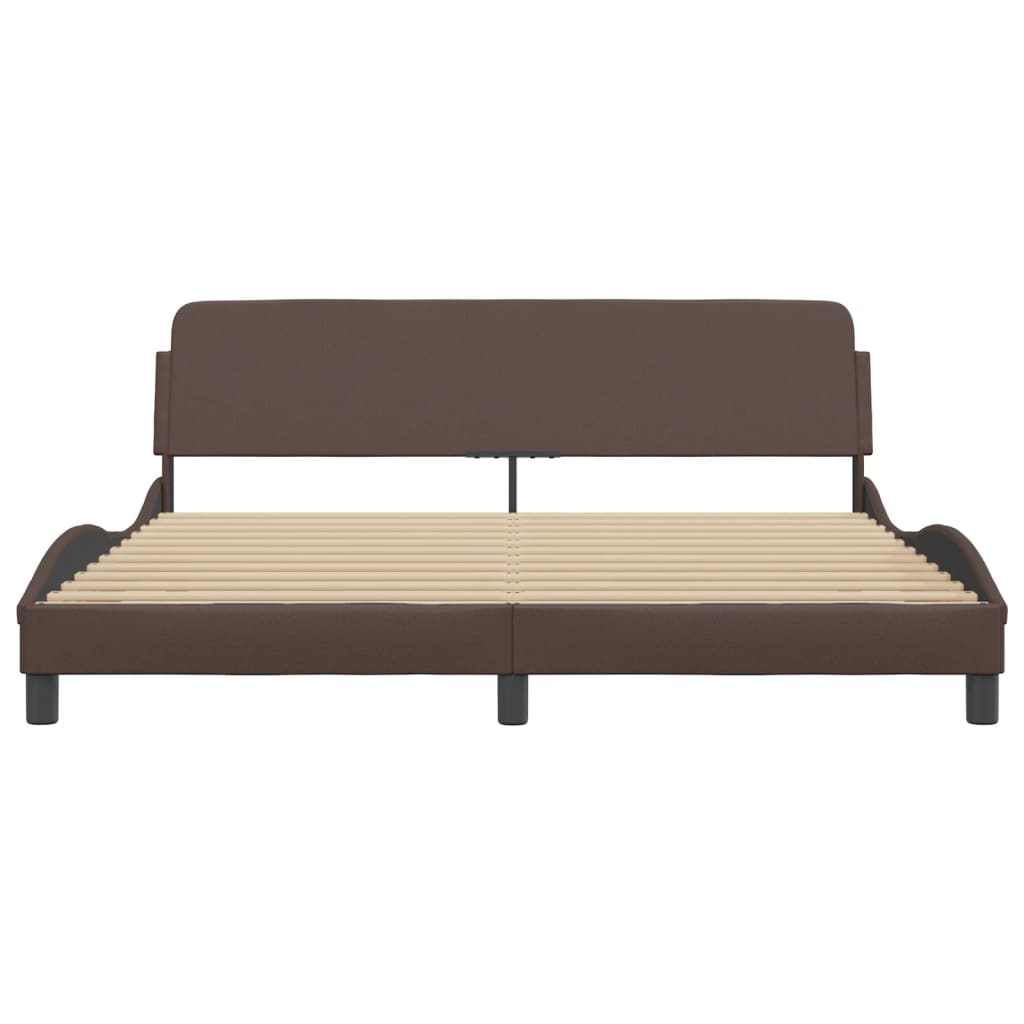 Bedframe Met Hoofdbord Kunstleer Bruin 180X200 Cm