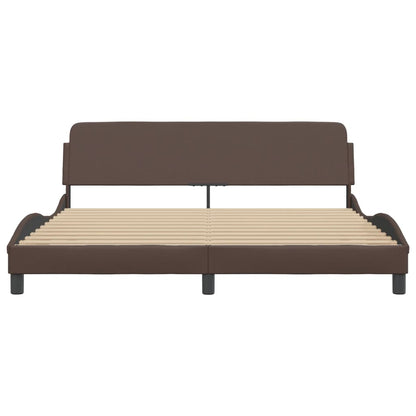 Bedframe Met Hoofdbord Kunstleer Bruin 180X200 Cm