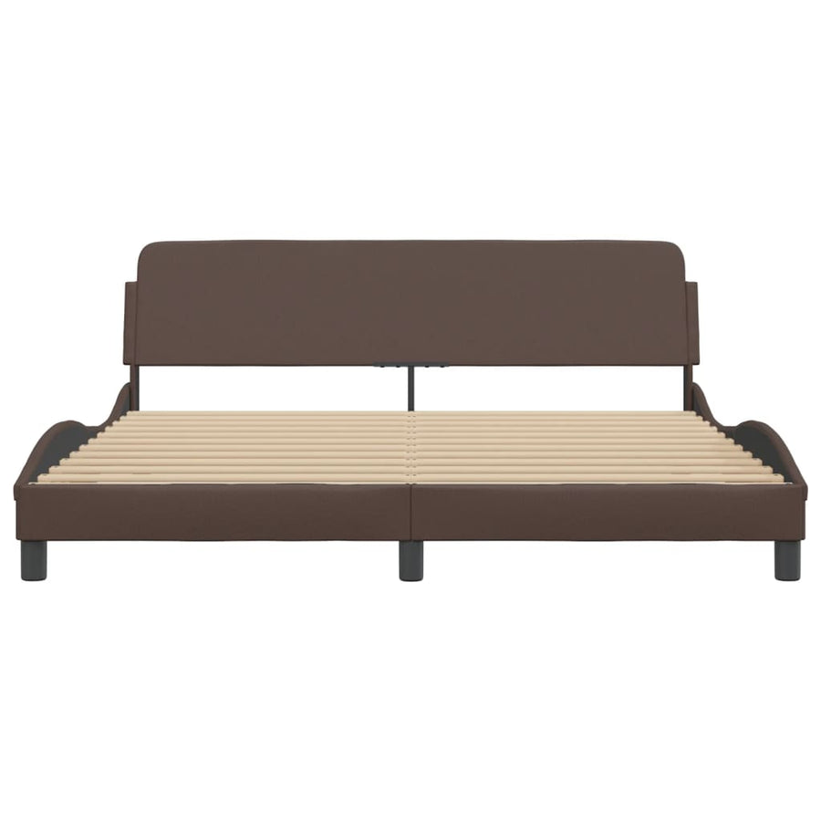 Bedframe Met Hoofdbord Kunstleer Bruin 180X200 Cm