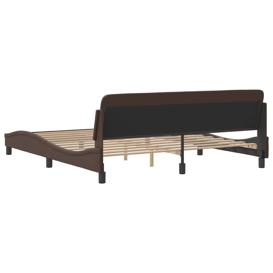 Bedframe Met Hoofdbord Kunstleer Bruin 180X200 Cm