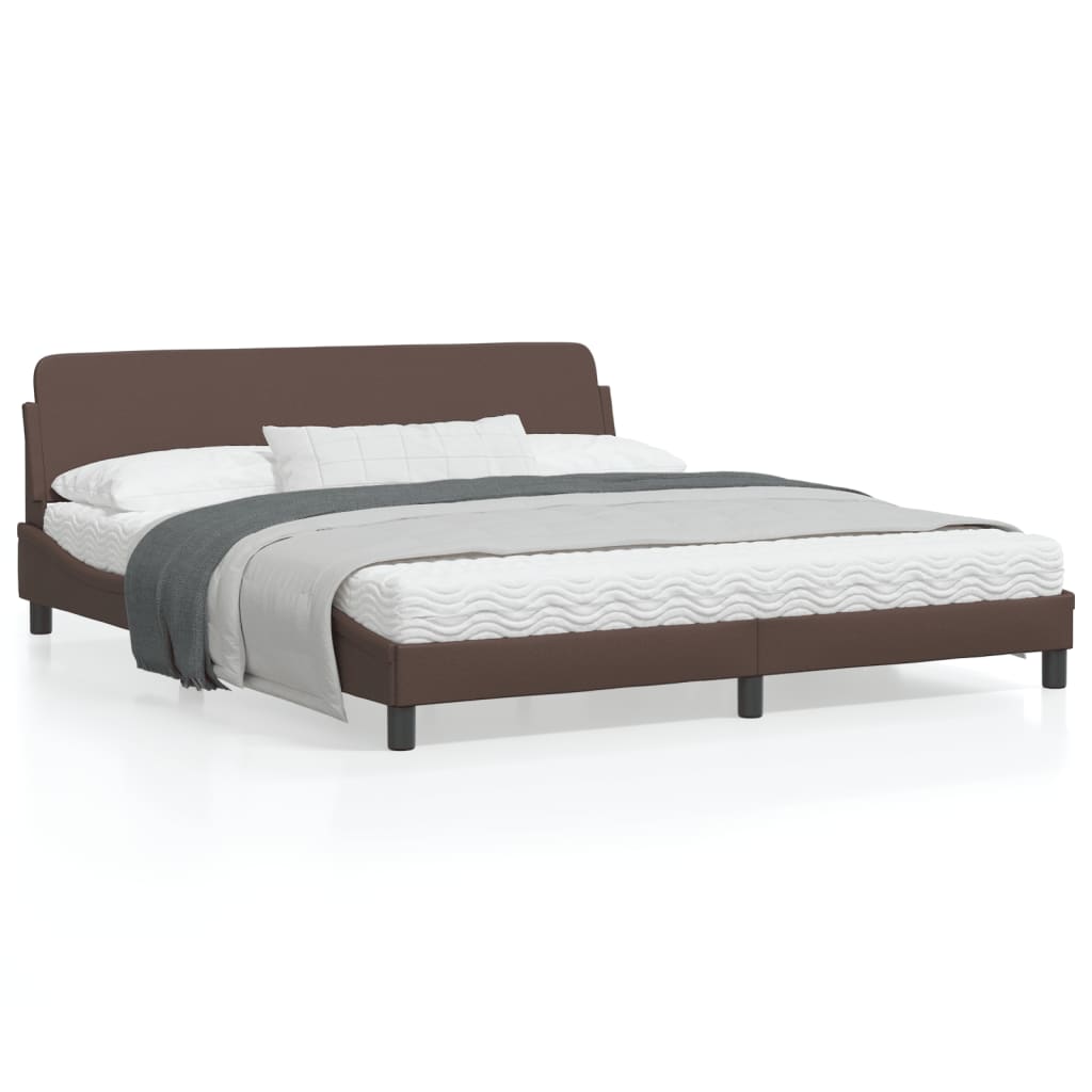 Bedframe Met Hoofdbord Kunstleer Bruin 180X200 Cm