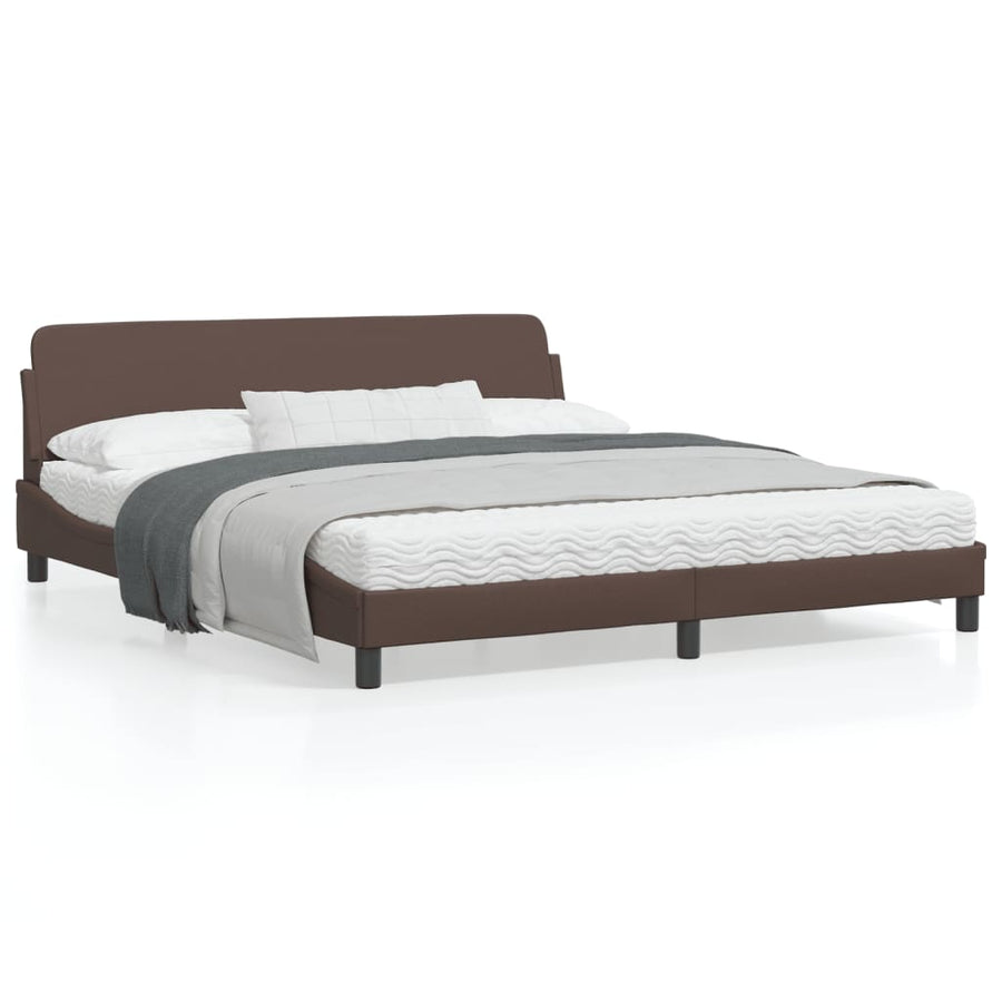 Bedframe Met Hoofdbord Kunstleer Bruin 180X200 Cm