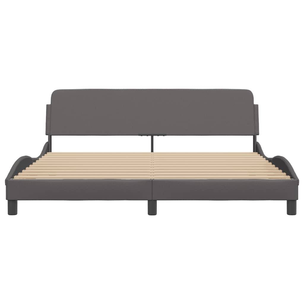 Bedframe Met Hoofdbord Kunstleer Grijs 180X200 Cm