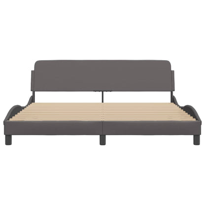 Bedframe Met Hoofdbord Kunstleer Grijs 180X200 Cm