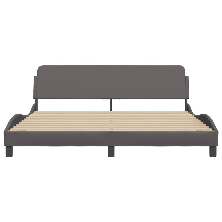 Bedframe Met Hoofdbord Kunstleer Grijs 180X200 Cm