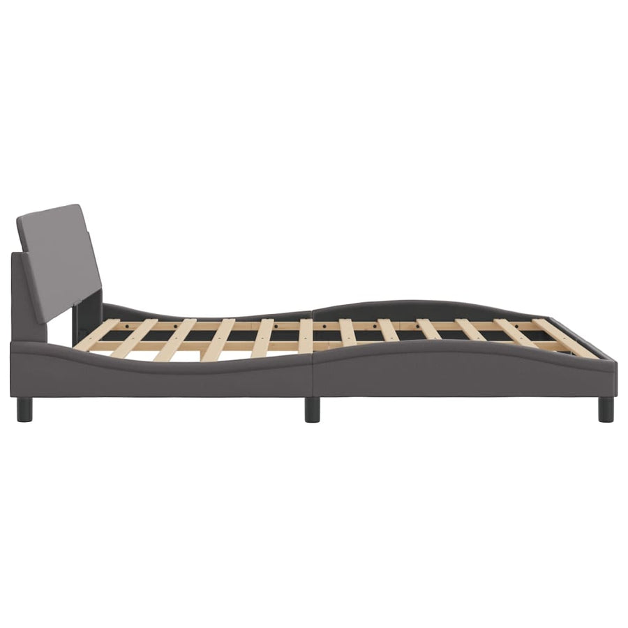 Bedframe Met Hoofdbord Kunstleer Grijs 180X200 Cm