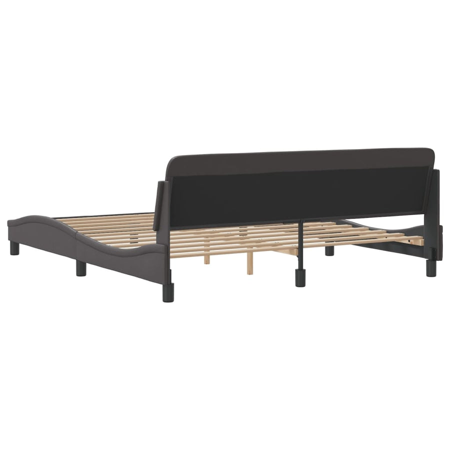 Bedframe Met Hoofdbord Kunstleer Grijs 180X200 Cm