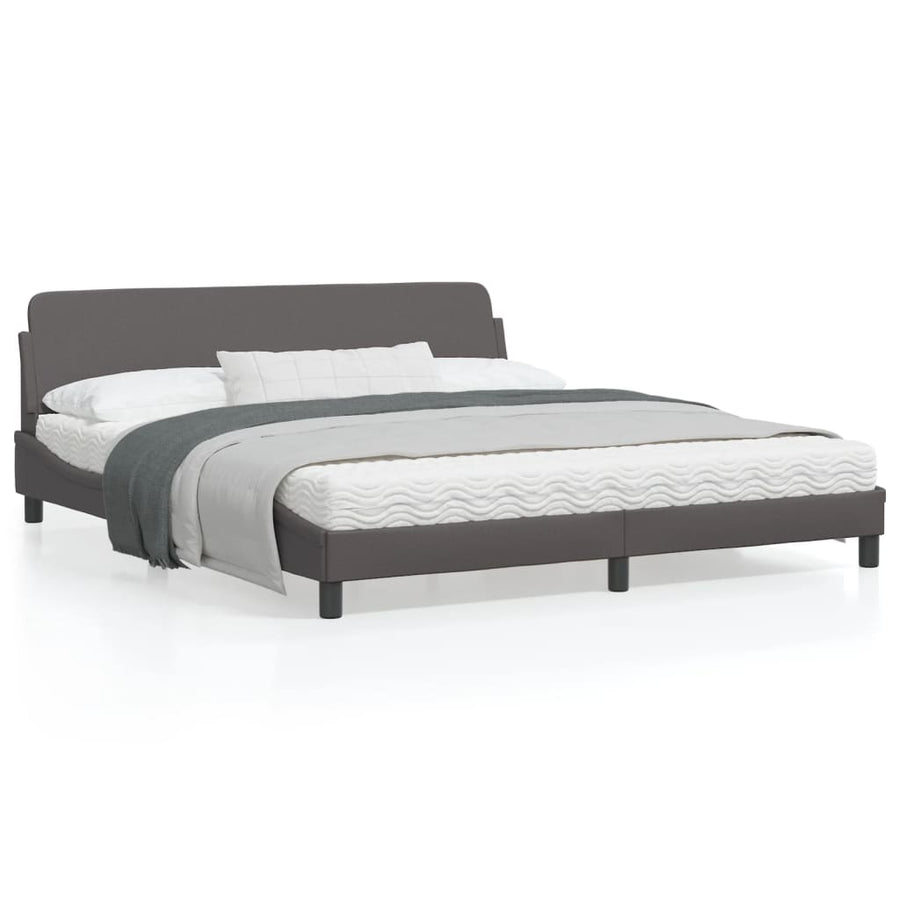 Bedframe Met Hoofdbord Kunstleer Grijs 180X200 Cm
