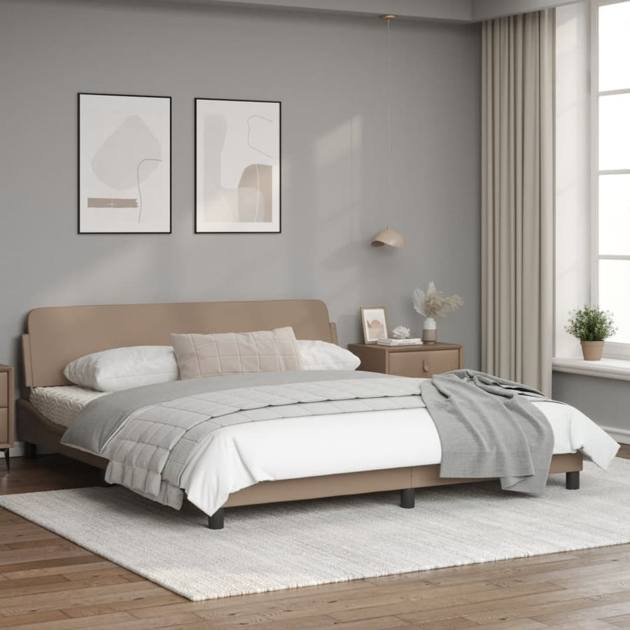 Bedframe Met Hoofdbord Kunstleer Cappuccinokleurig 180X200 Cm