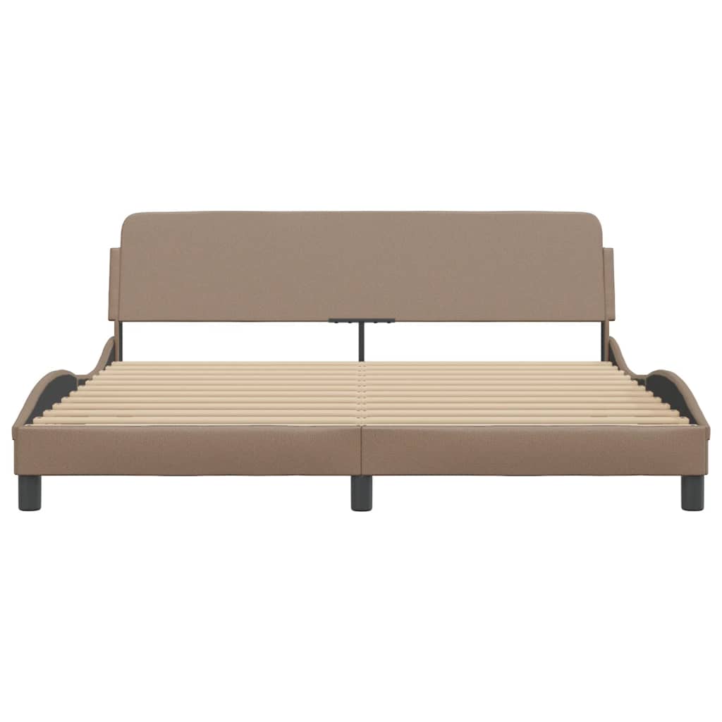 Bedframe Met Hoofdbord Kunstleer Cappuccinokleurig 180X200 Cm