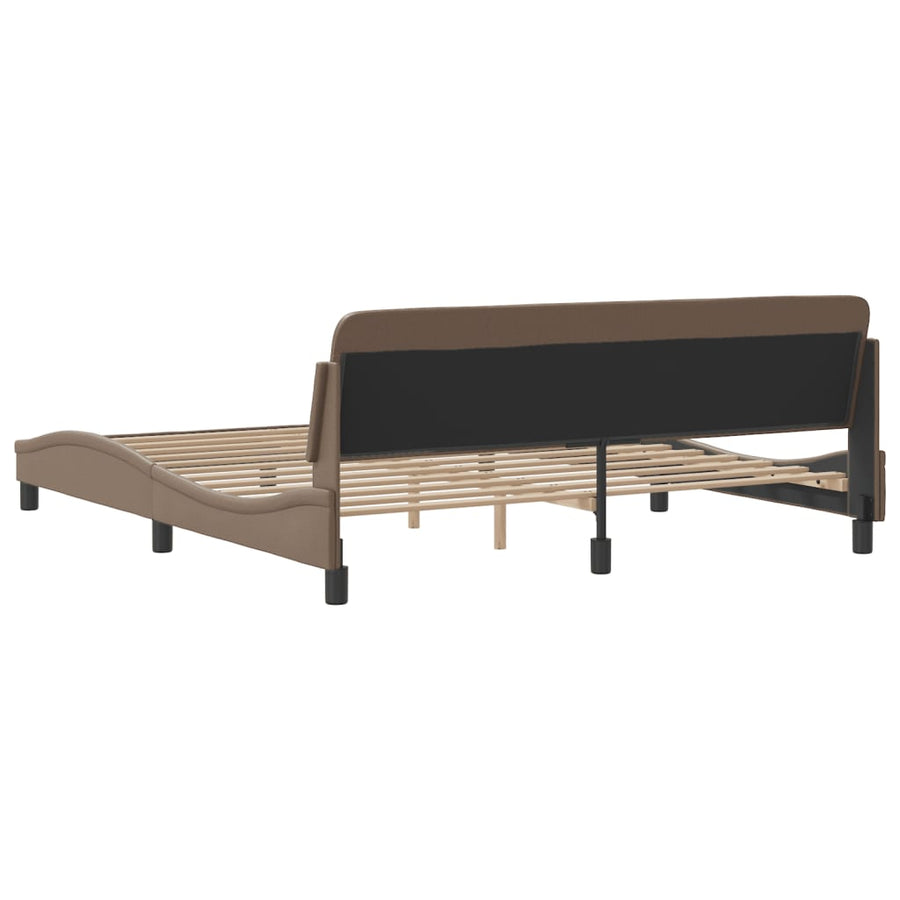 Bedframe Met Hoofdbord Kunstleer Cappuccinokleurig 180X200 Cm