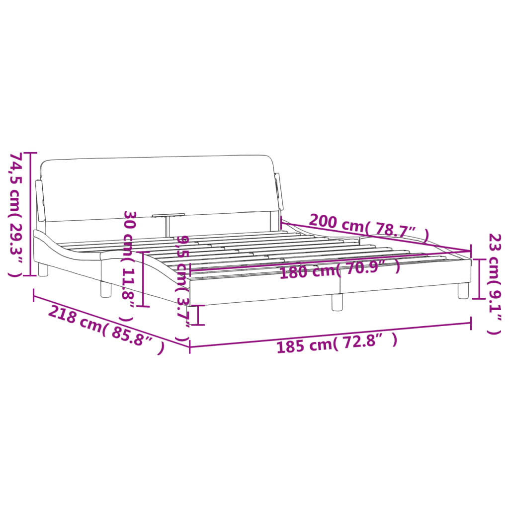 Bedframe Met Hoofdbord Kunstleer Cappuccinokleurig 180X200 Cm