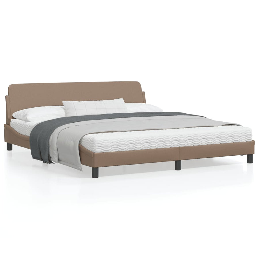 Bedframe Met Hoofdbord Kunstleer Cappuccinokleurig 180X200 Cm