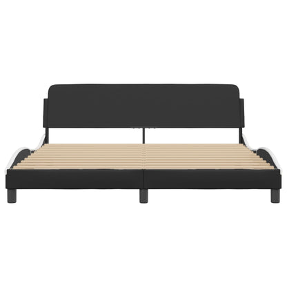 Bedframe Met Hoofdbord Kunstleer Zwart En Wit 180X200 Cm