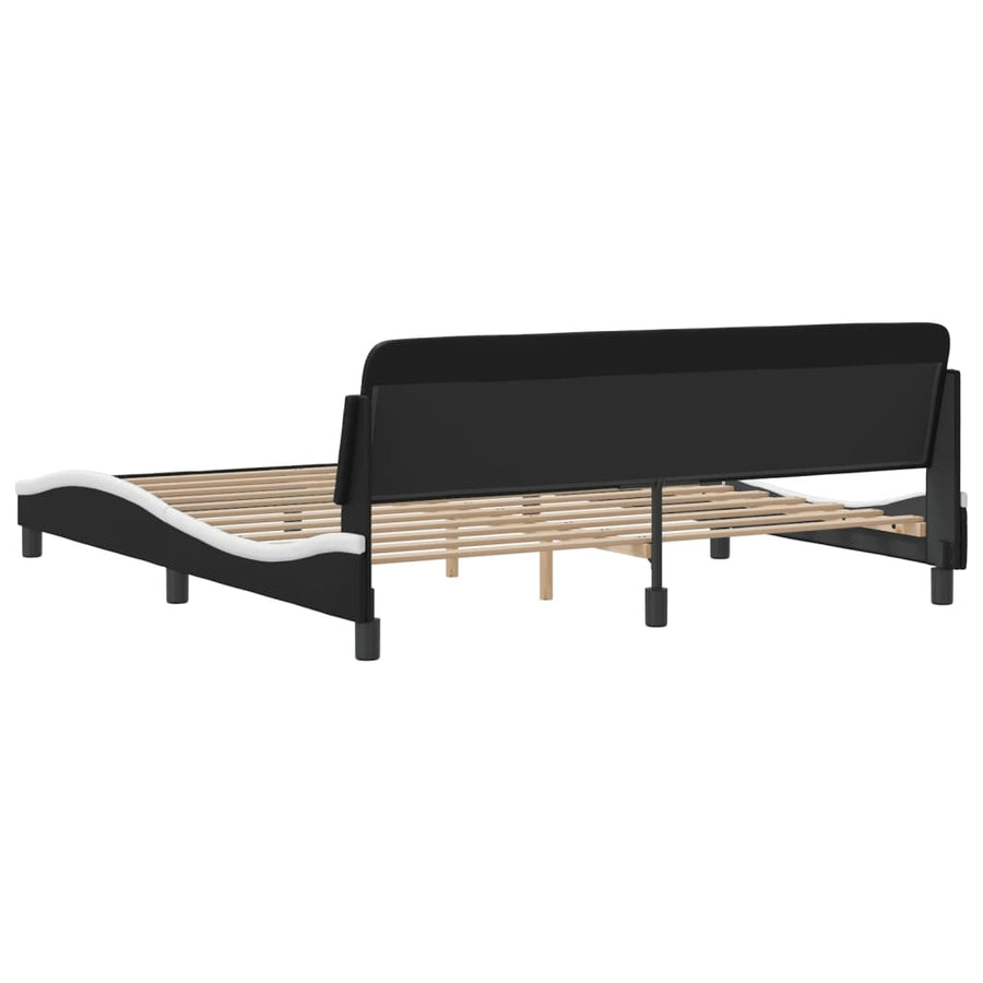 Bedframe Met Hoofdbord Kunstleer Zwart En Wit 180X200 Cm