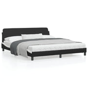 Bedframe 180x200 cm zwart wit kunstleer