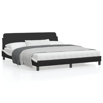 Bedframe Met Hoofdbord Kunstleer Zwart En Wit 180X200 Cm