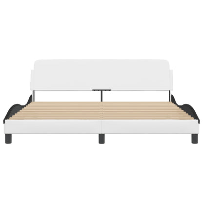 Bedframe Met Hoofdbord Kunstleer Wit En Zwart 180X200 Cm